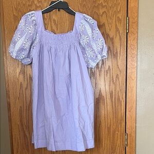 Umgee Lilac Smocked Dress with Puff Sleeve Detail